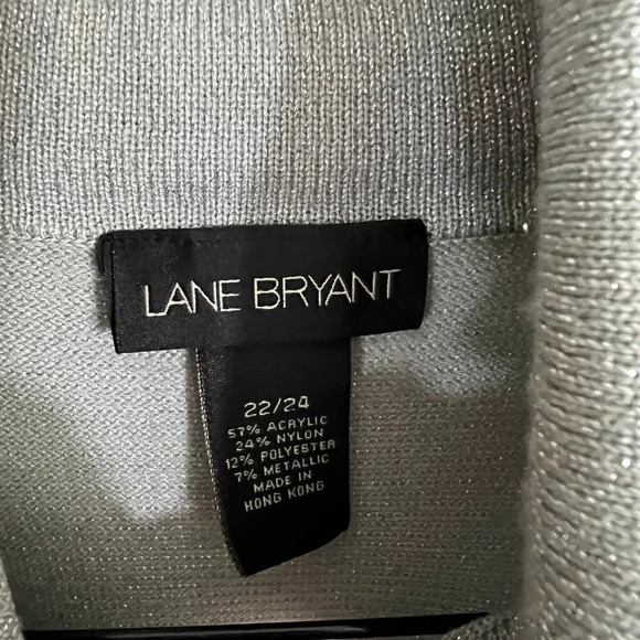 Lane Bryant Metallic Silver Gray High Neck Sweater 22 24 Keyhole Long Sleeves - Picture 6 of 6
